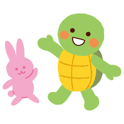 お友だちの「うさぎ」、アレ亀戸公式キャラクターカメレちゃん