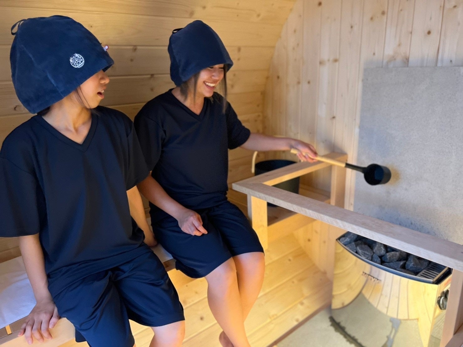 バレルサウナ内