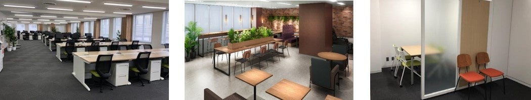 （オフィススペース）　　　　　　　　　（コラボレーションスペース）　　　　　（打合せスペース）