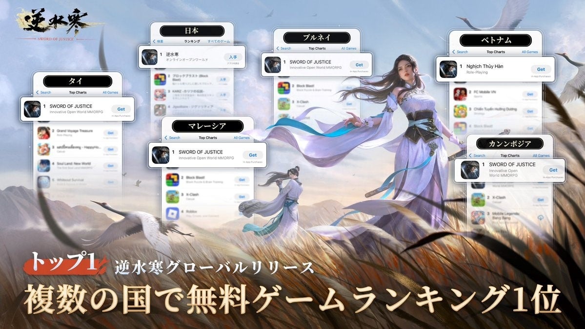 逆水寒、世界一!日本含む各国App Store無料1位獲得 逆水寒、世界一!日本含む各国App Store無料1位獲得