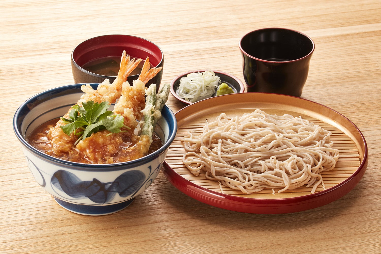 あんかけ海老天丼サービスセット(小そば)