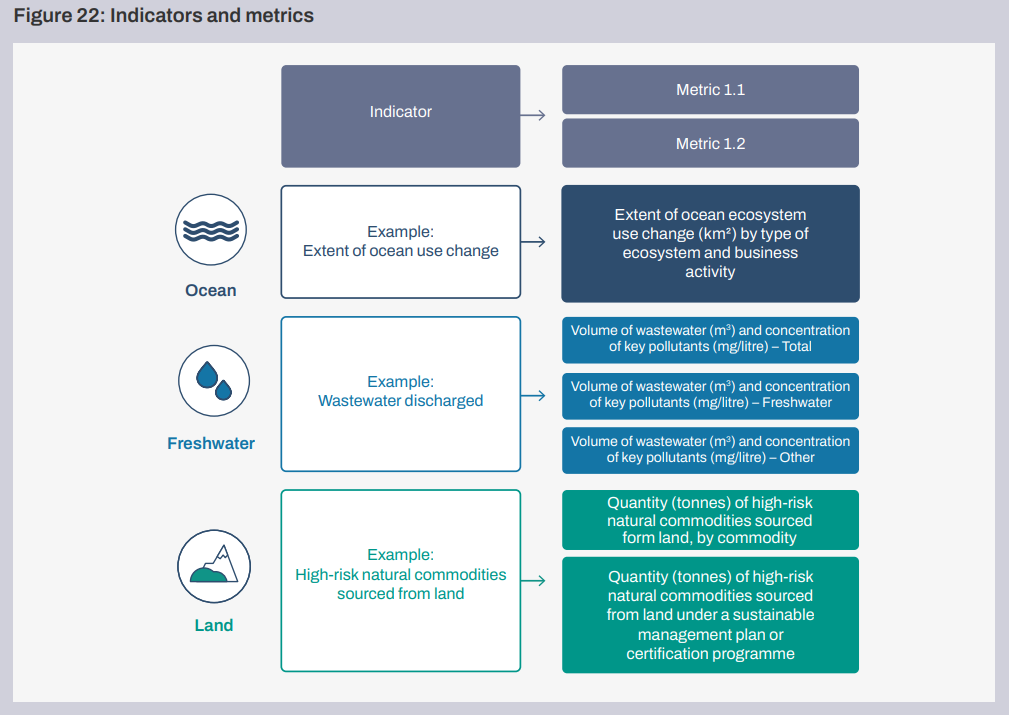 図1：TNFD v1.0における自然資本の指標と測定基準