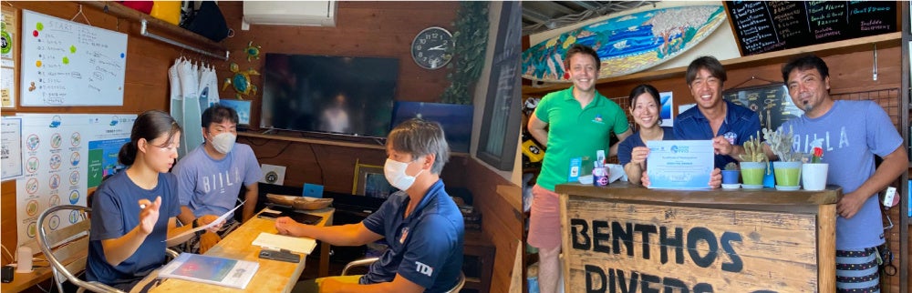 グリーン・フィンズ認定第一号となった恩納村ダイビングショップ「ベントスダイバーズ」(©︎The Reef-World Foundation )