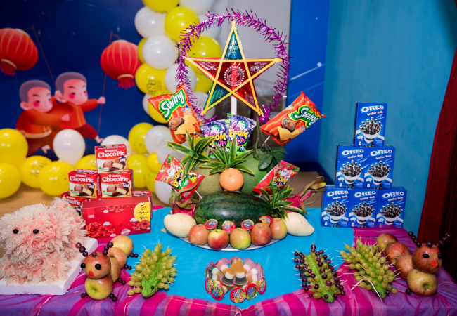 中秋節の「ごちそう」を親子で一緒に準備するゲームの作品　美しい作品がたくさん出来ました