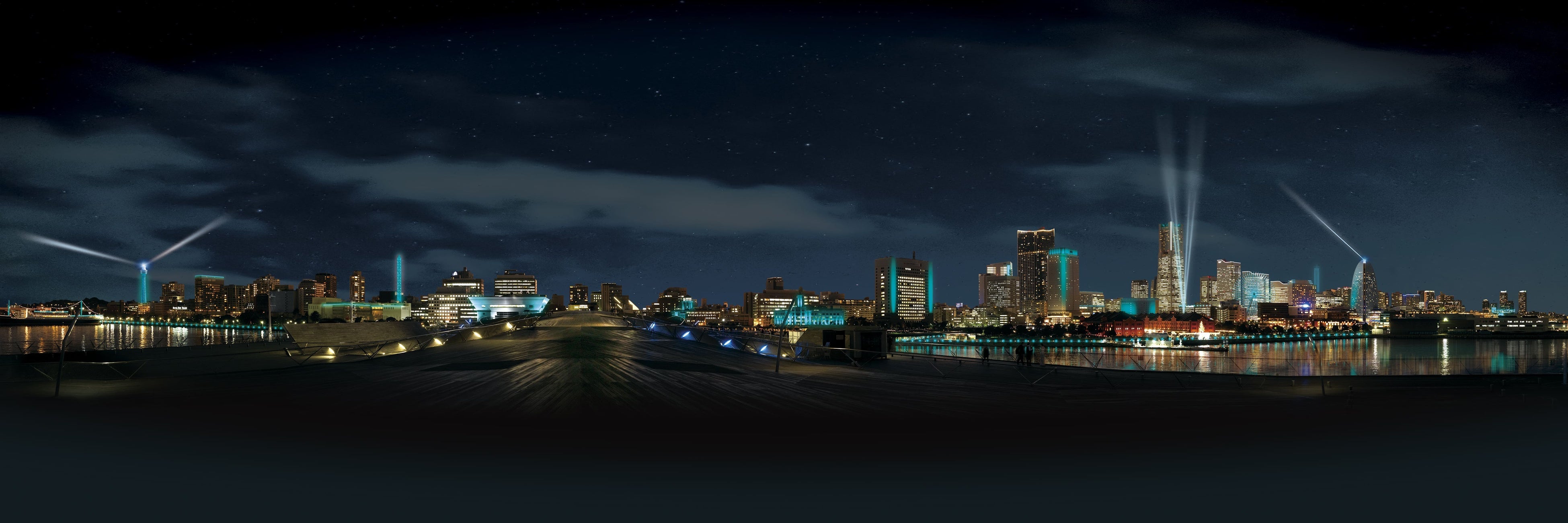 NIGHT VIEWING (大さん橋から山下公園側とみなとみらい側)