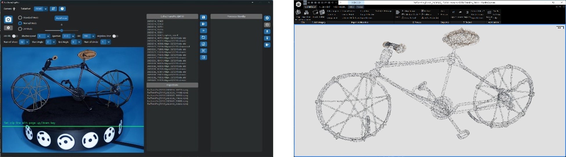 左:操作性に優れたインターフェース 右:3D 点群データ