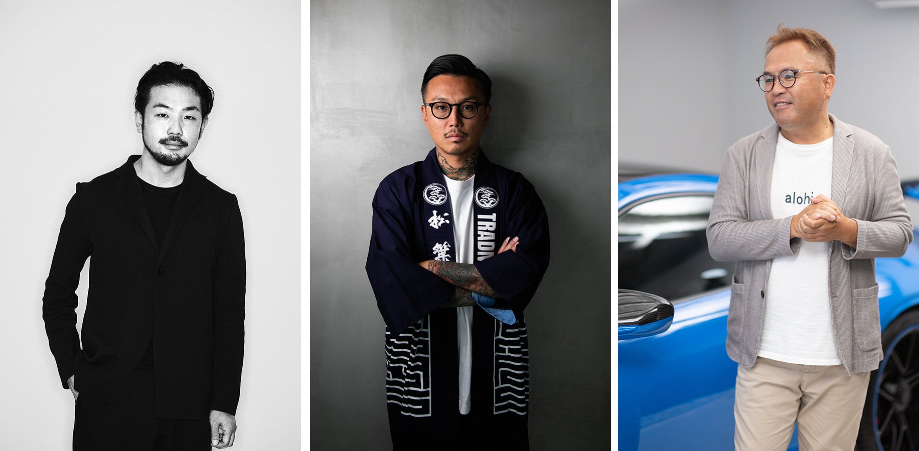 （写真左より）細尾真孝さん、⼩島鉄平さん、⻄川淳さん