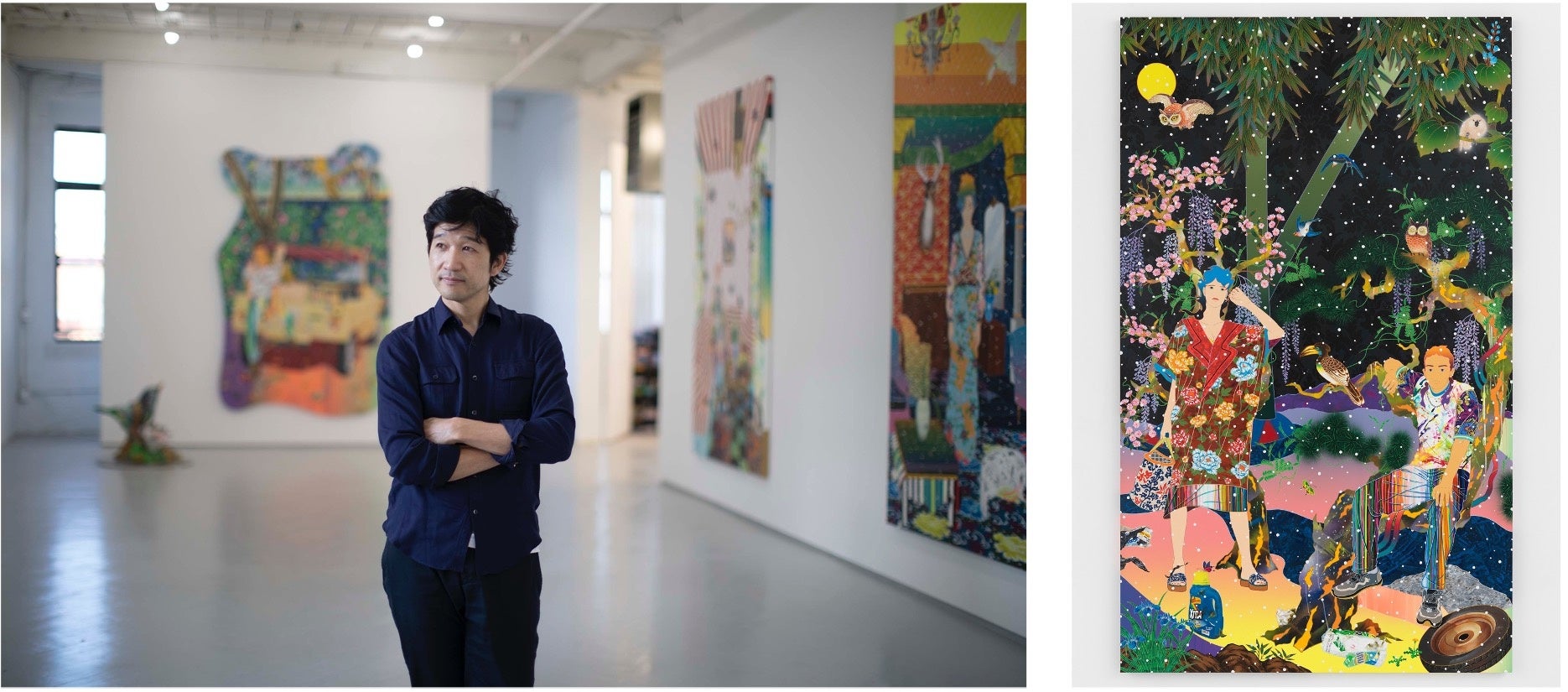 左) photo by Akira Yamada, 右）松山智一《Home Salvation Toner》2022