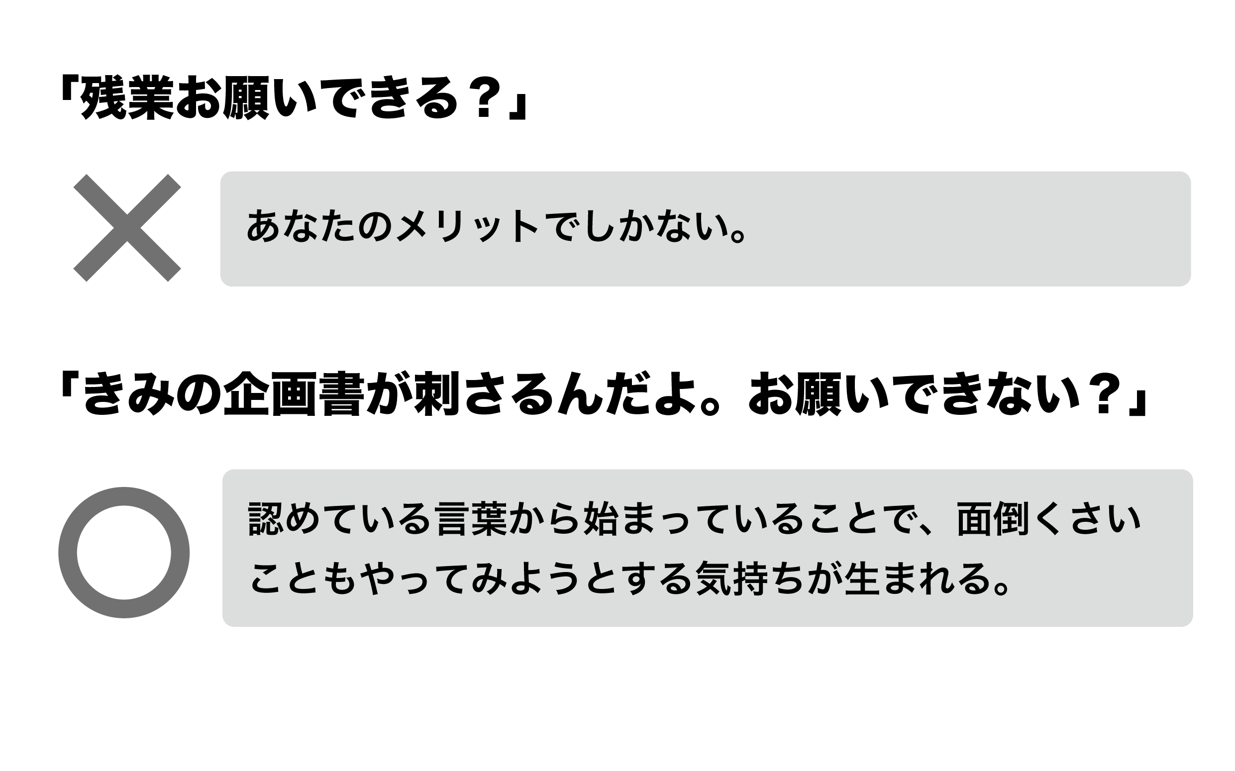 例：残業をお願いしたい時