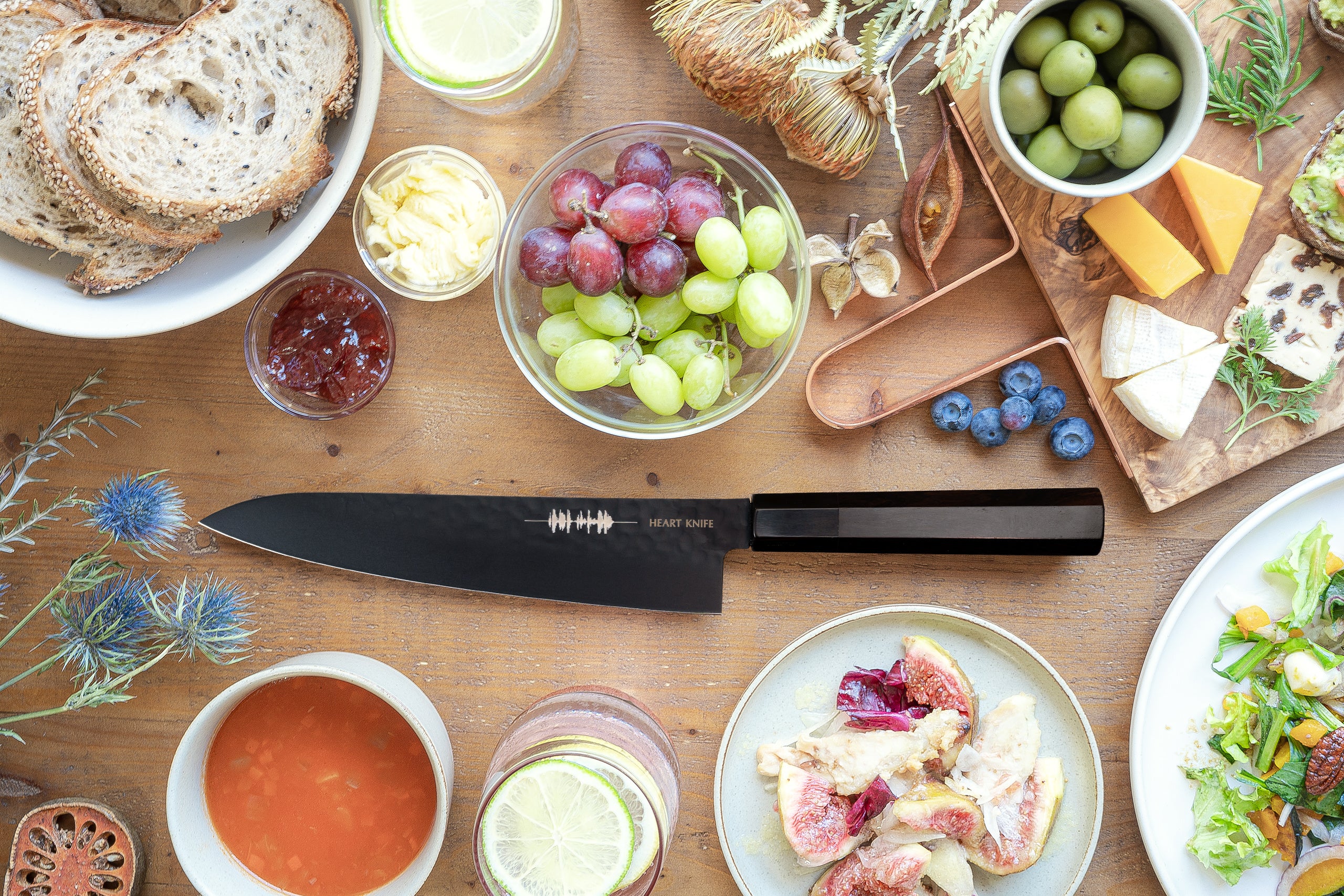 ハートナイフ 牛刀 ブラック 黒檀