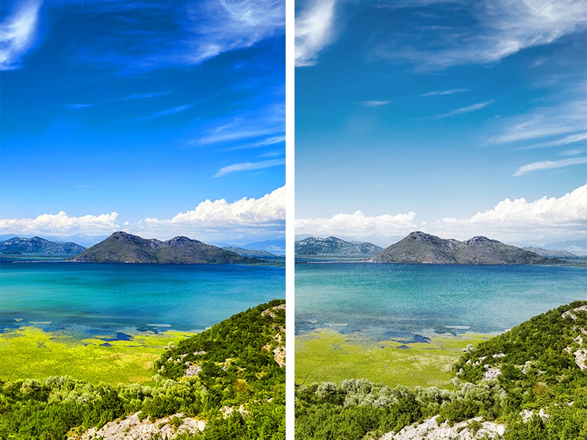 左：フィルター装着、右：フィルターなし