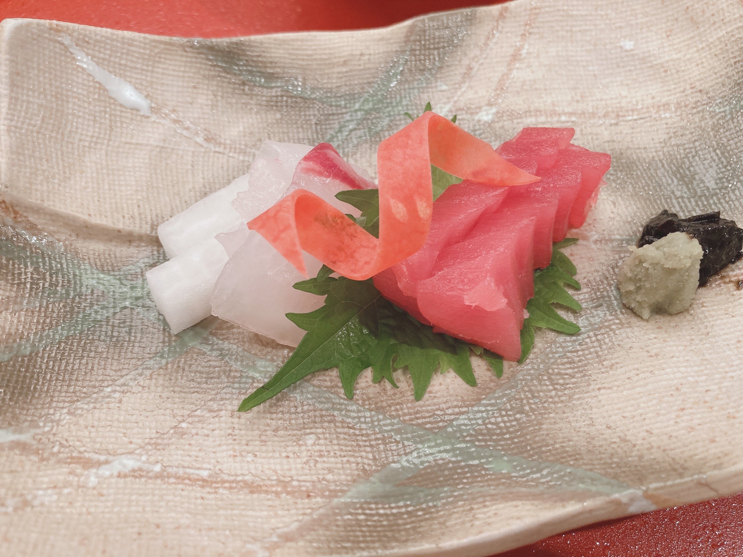 お造り　季節のお造り二種　あしらい一式