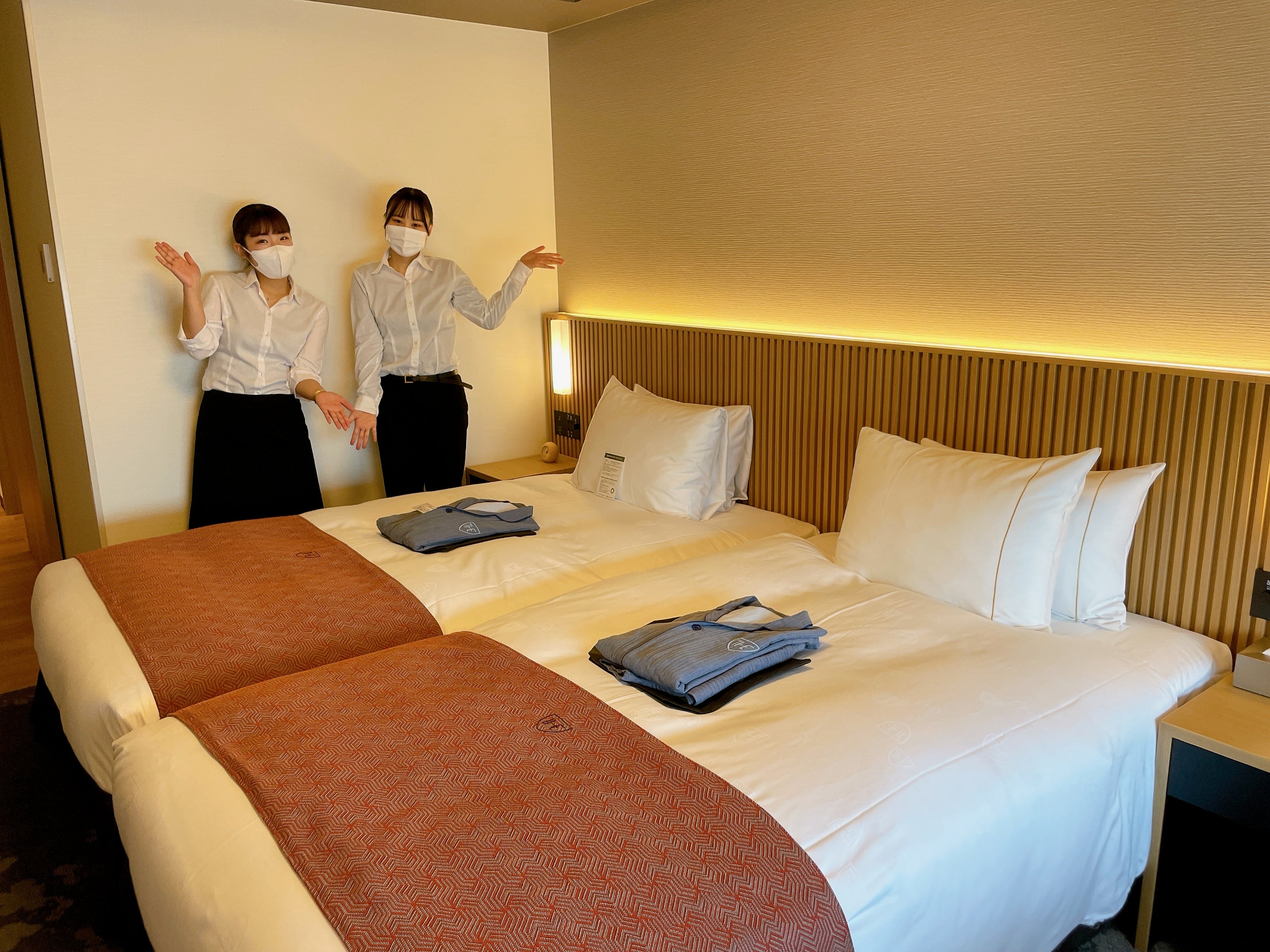 完成したベッドメイクの様子