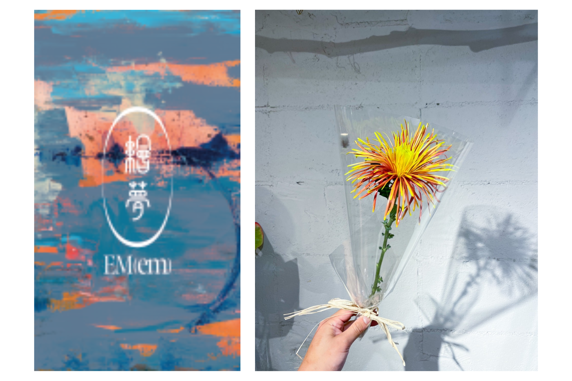 左：ステッカー、右：一輪花　※写真はイメージです。