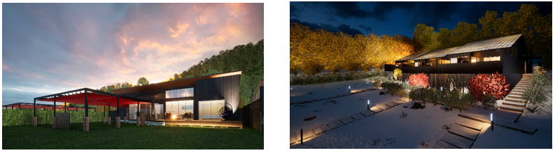 【左：グランピング施設（日光市）（イメージ）右：VILLA施設（那須町）（イメージ）】