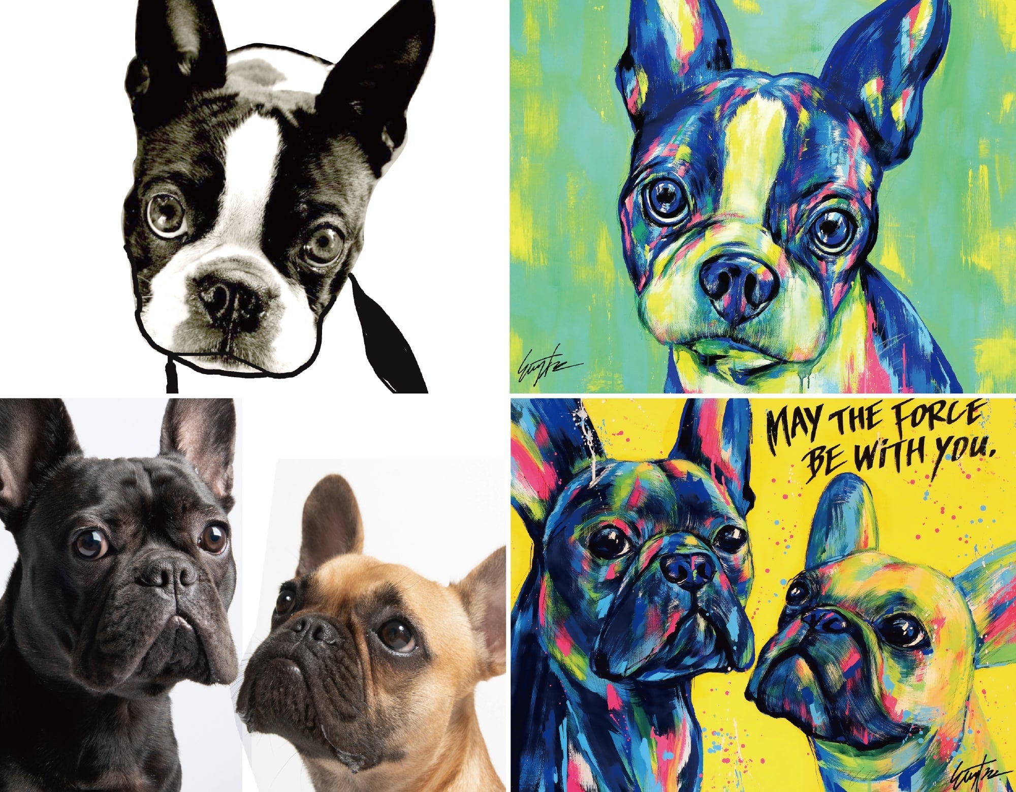 ⭕原画 after dinner 2016 フレンチブル 犬の現代アート 絵画 ⭕原画 after dinner 2016 フレンチブル 犬の現代アート 絵画