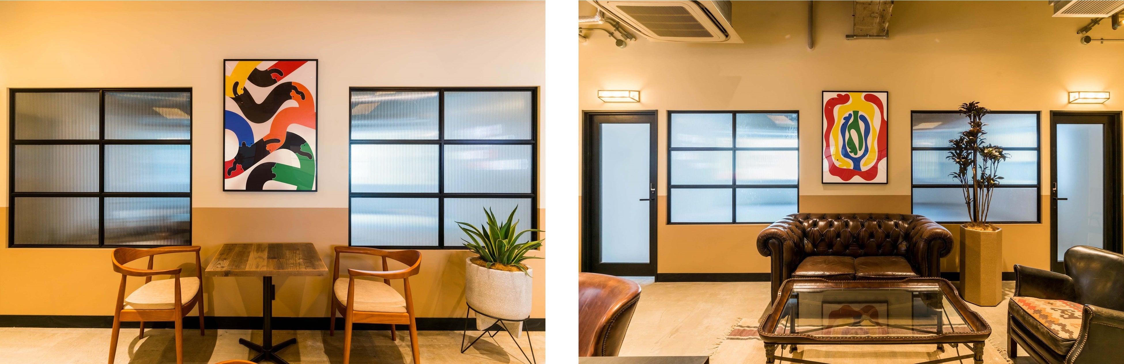 ▲PORTAL POINT AOYAMAにて使用していた椅子、テーブル、照明、ソファ、サッシ、建具を再利用