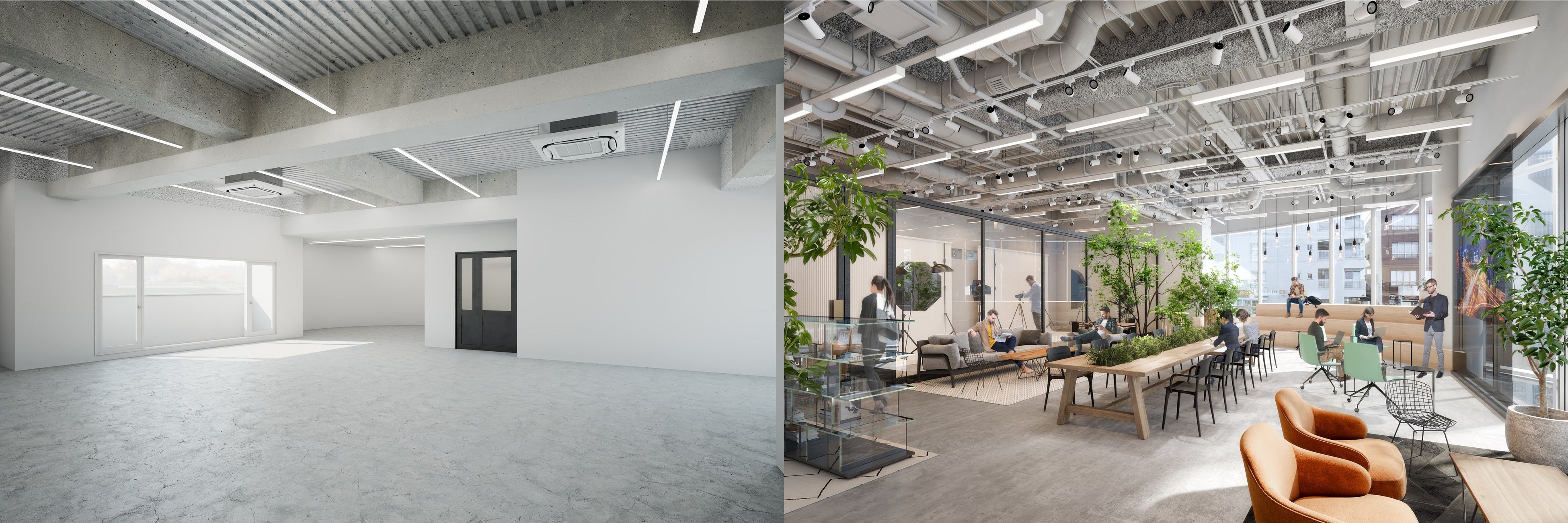 ▲オフィス区画引渡し時イメージ／入居テナントイメージ※