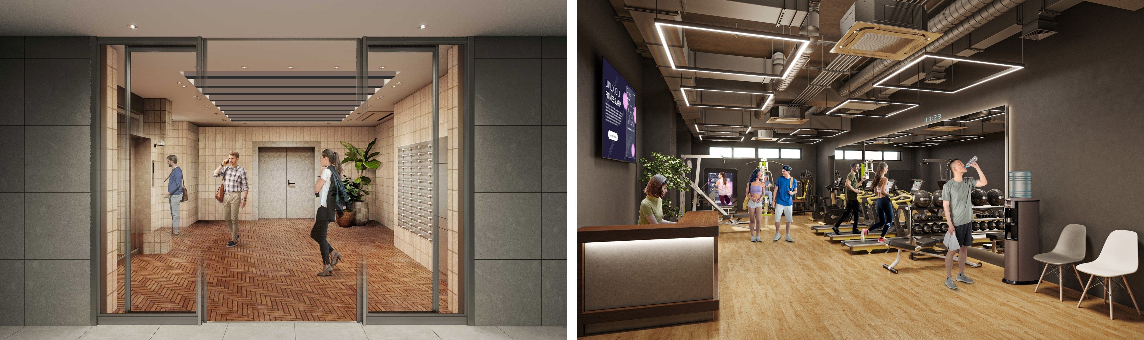 ▲1階エントランスホールイメージ／サービス店舗イメージ