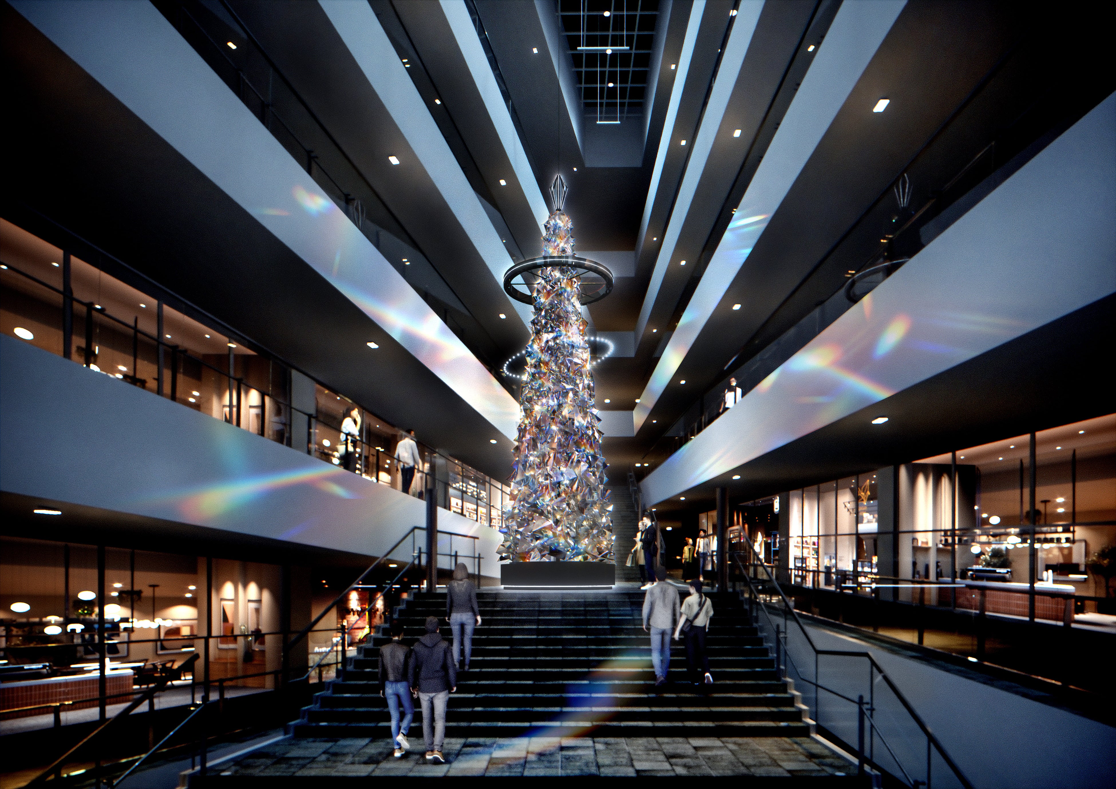 プリズムが輝き、光のリングが軽やかに踊るクリスマスツリーが表参道ヒルズに登場 OMOTESANDO HILLS CHRISTMAS TREE 2025