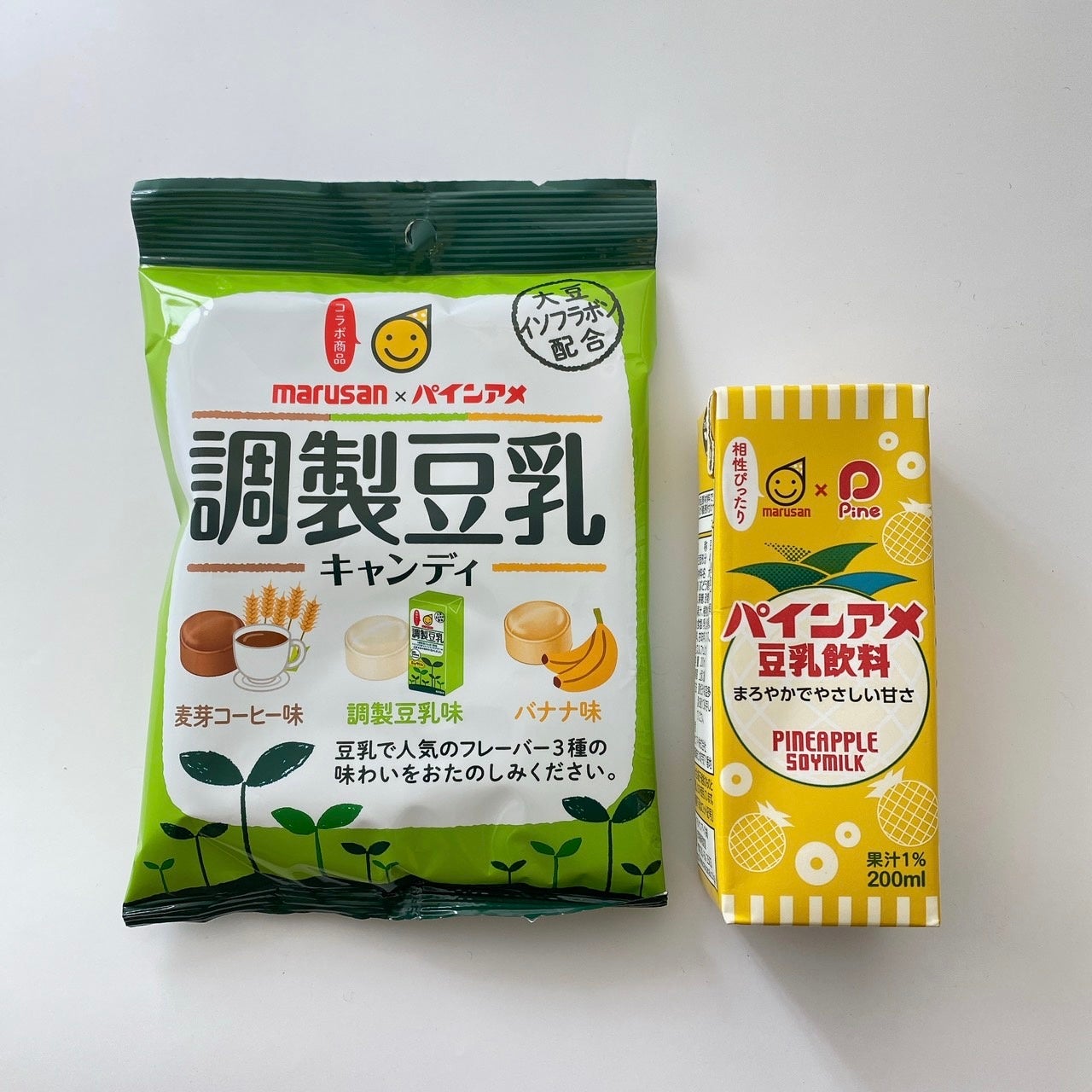 調製豆乳キャンディと豆乳飲料　パインアメ 200ml