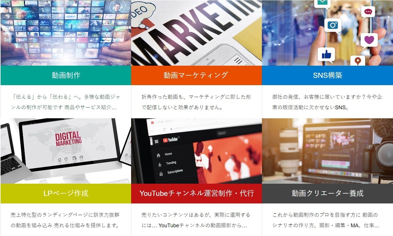 各サービスページに遷移するトップページ