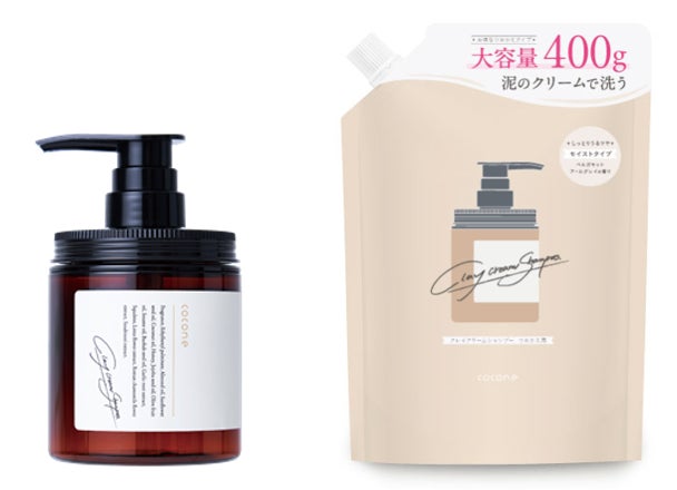 coconeクレイクリームモイストシャンプー 本体×1+詰め替え用×2 cocone クレイクリームシャンプー、5月上旬より大容量の詰め替え
