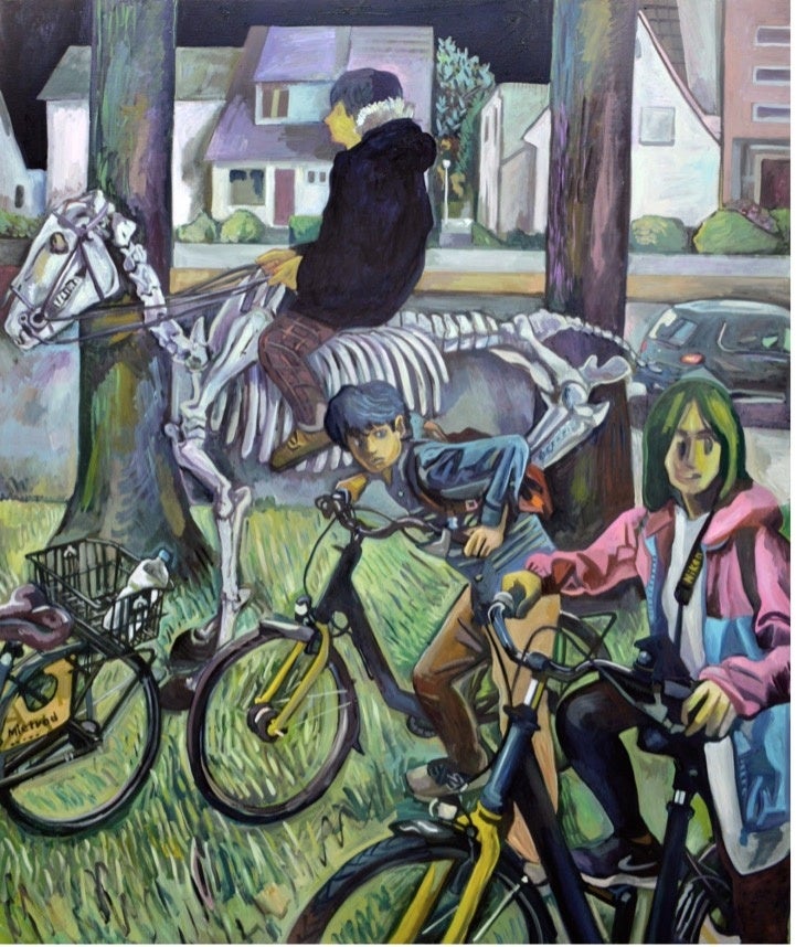 《M市の散策者》2019年、 キャンバスに油彩、H1920×W1620mm