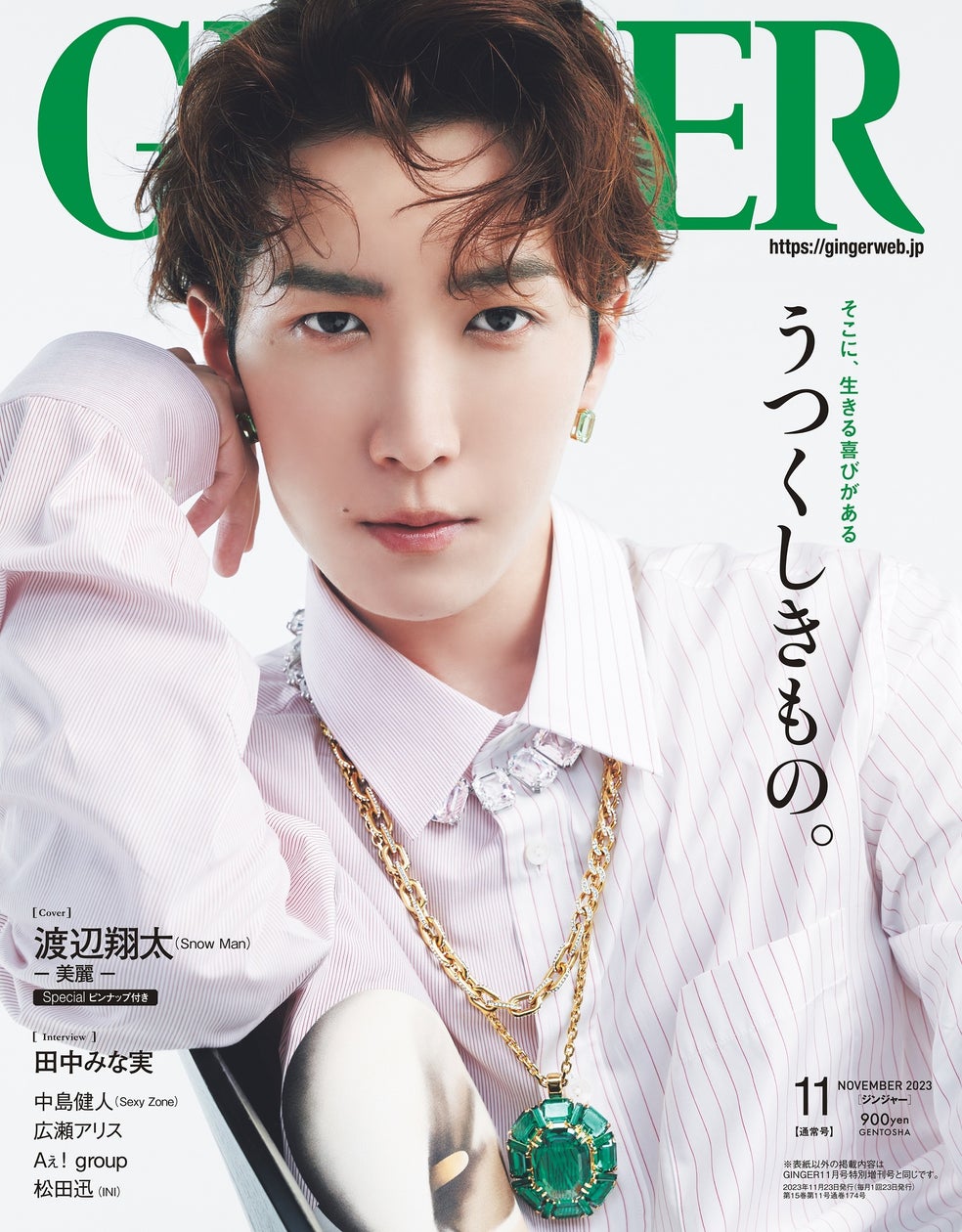 誌上最高に麗しく、美しく、ジュエリーの輝きを超えた渡辺翔太(Snow Man)がGINGER11月号の表紙に初降臨 | 株式会社 幻冬舎の ...