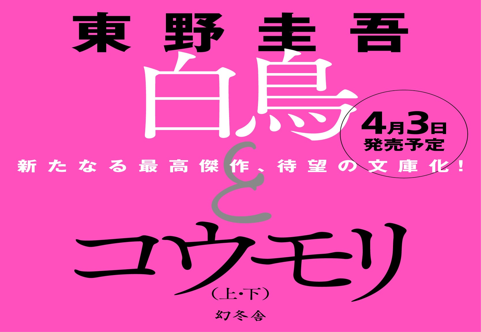 東野圭吾『白鳥とコウモリ』4月３日（水）文庫発売決定！2月５日（月）より予約開始！