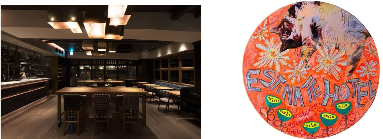 (画像左：会場となるESTINATE LOUNGE 那覇、画像右：展示予定作品）