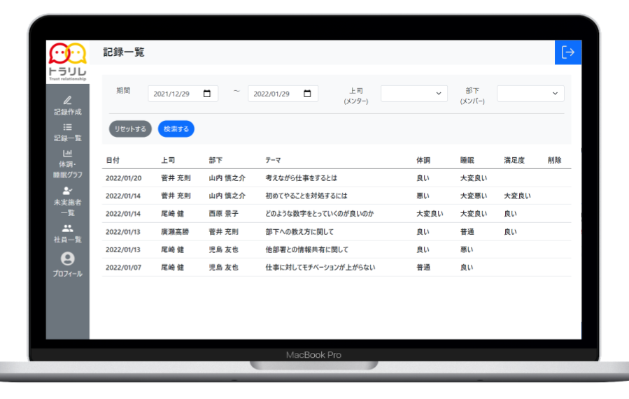 中小企業向け1on1クラウドサービス「トラリレ」