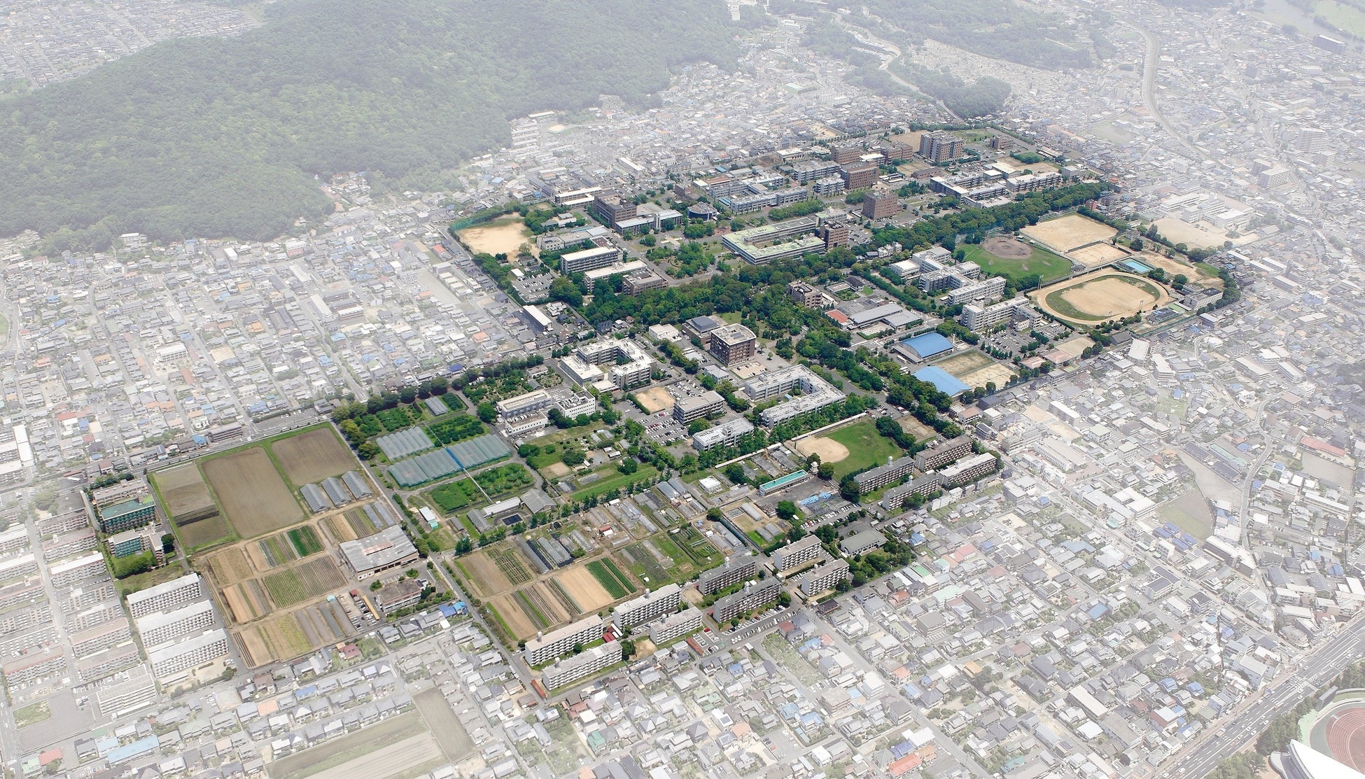 現在の岡山大学津島キャンパス（岡山市北区）