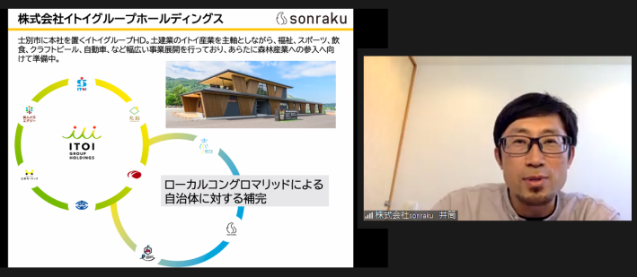 北海道での取り組みを紹介する株式会社sonrakuの井筒代表取締役