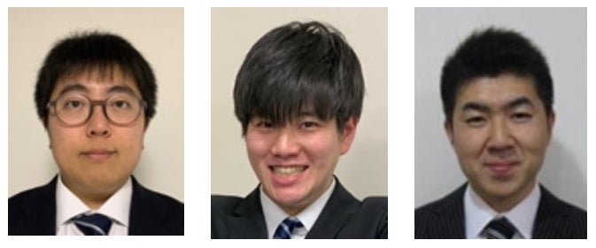 （左から）山城寿樹大学院生、德重慶祐大学院生、阿部匠講師