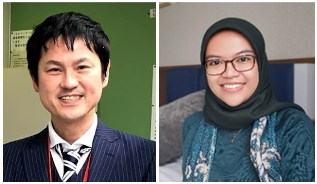 岡村裕彦教授とHeriati Sitosari大学院生(右)