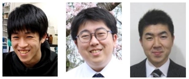 (左から)杉立一真 院生、山城寿樹 博士(現 北海道医療大学薬学部助教)、阿部匠 講師
