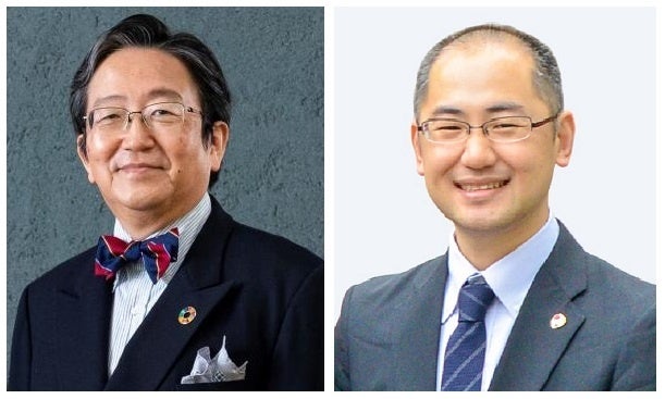 那須保友学長と佐藤法仁副理事・副学長・URA(右)
