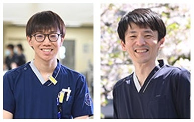 平岡知浩大学院生と小原隆史助教(右)