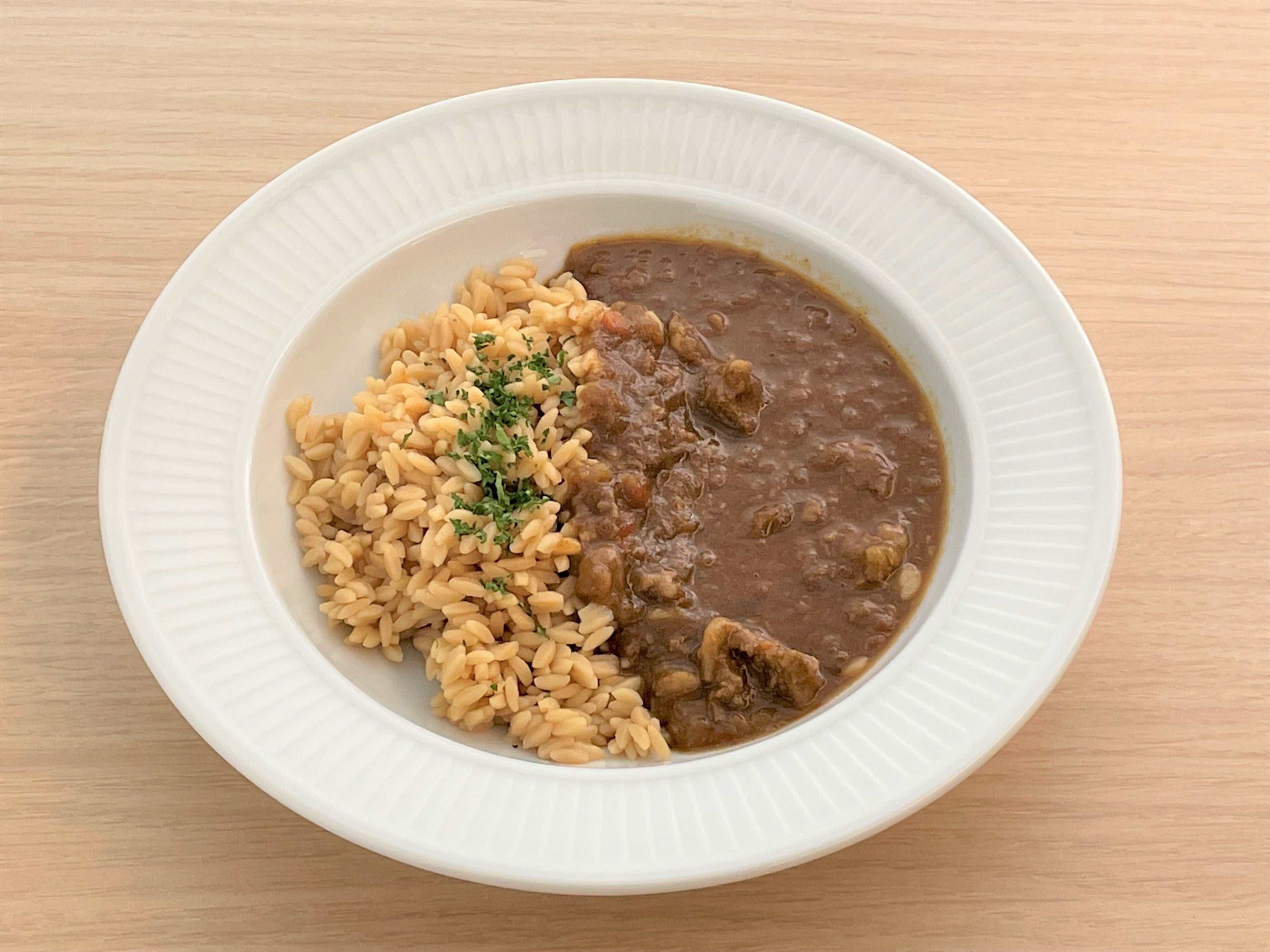 カレーのご飯を置き替え