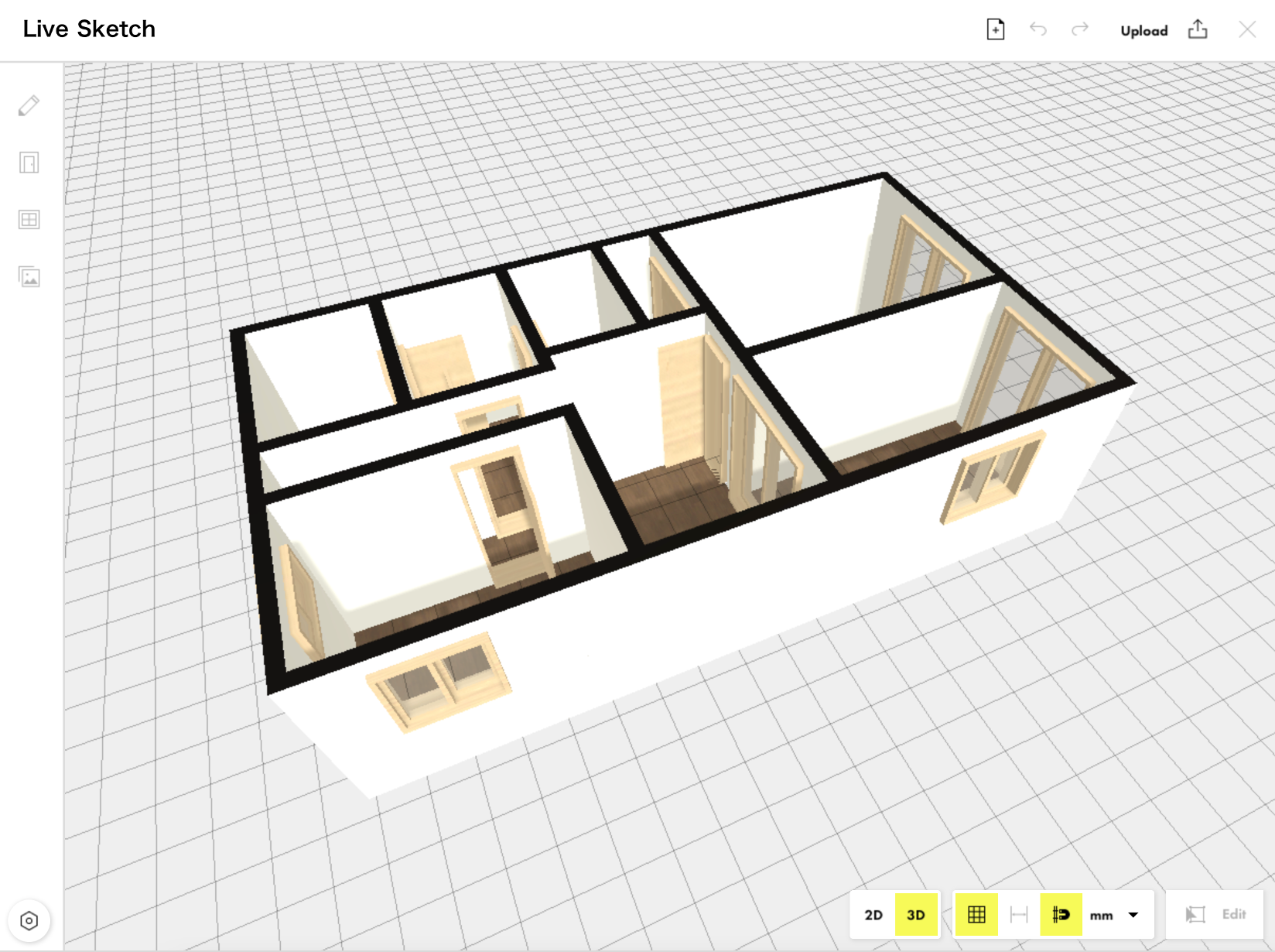 国内の間取り図を3D化(イメージ画像)