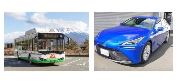 （左）ＥＶバス、（右）ＦＣＶ