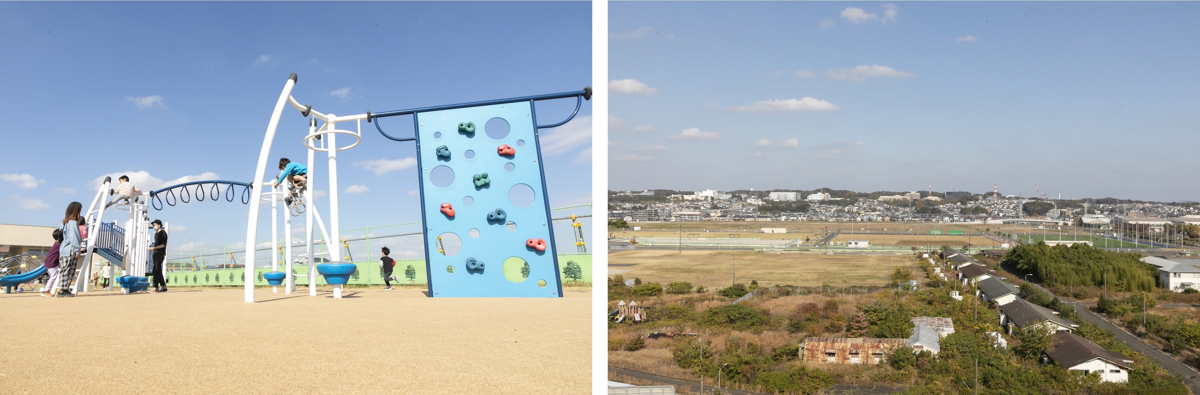 （左）相模原スポーツ・レクリエーションパーク（右）駅前に広がる広大な土地