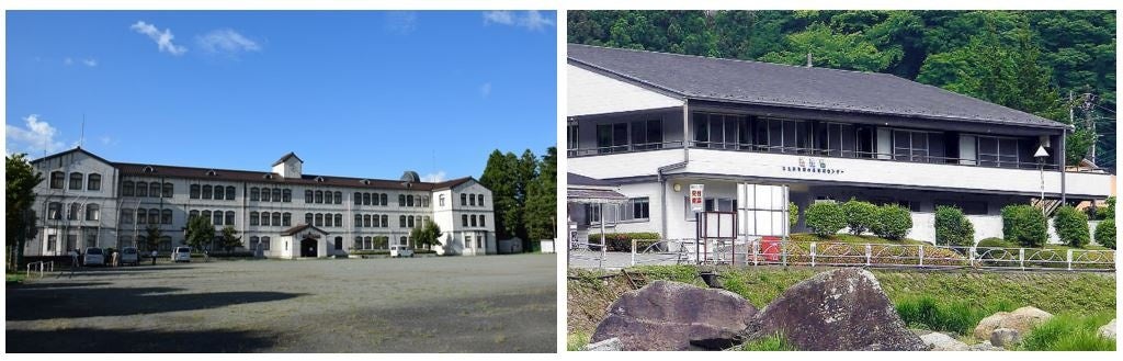 （左）旧青根中学校、（右）緑の休暇村センター