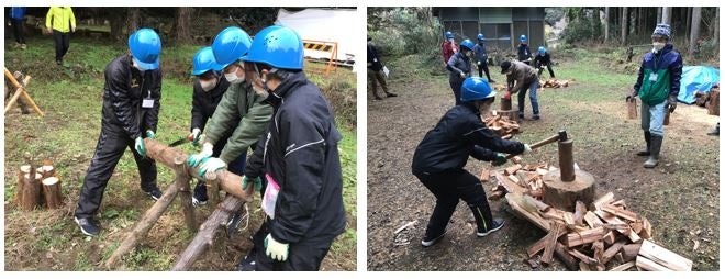 薪割り体験の様子