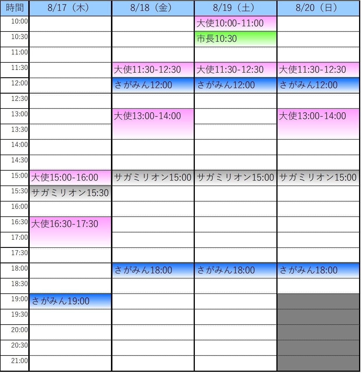 登場予定スケジュール