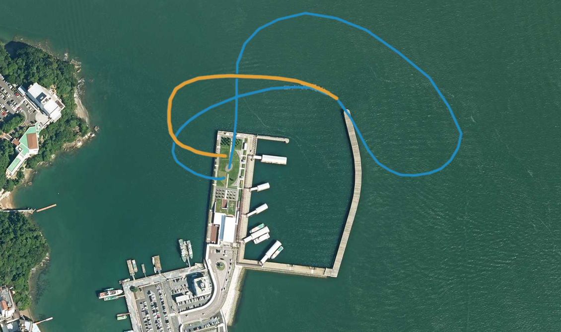 ※国土地理院の空中写真上に飛行ルートを記載