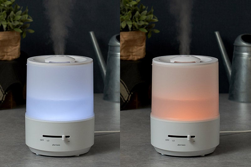 左：ホワイト点灯時、右：オレンジ点灯時