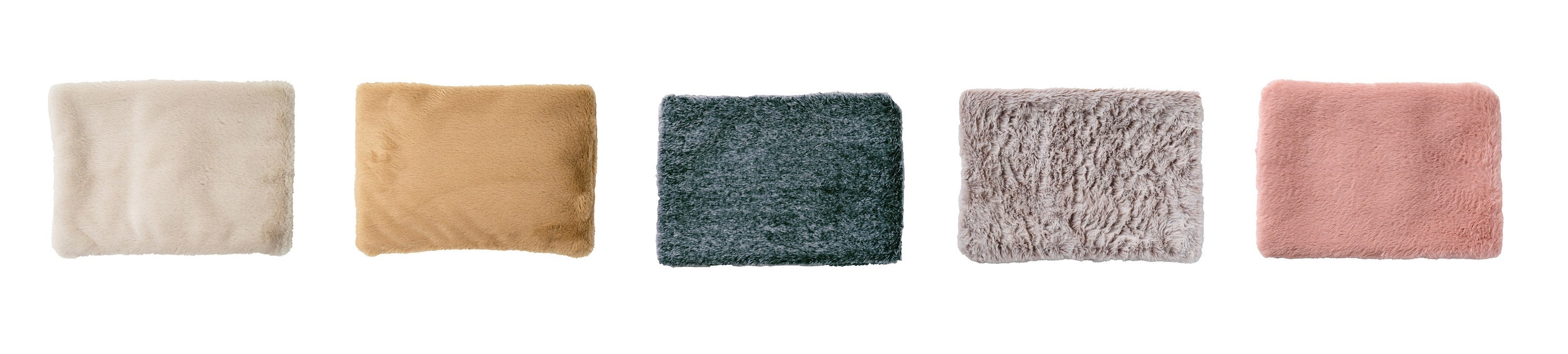 左から：グレージュ、キャメル、ブルーグレー、ホワイトモカ、ピンク