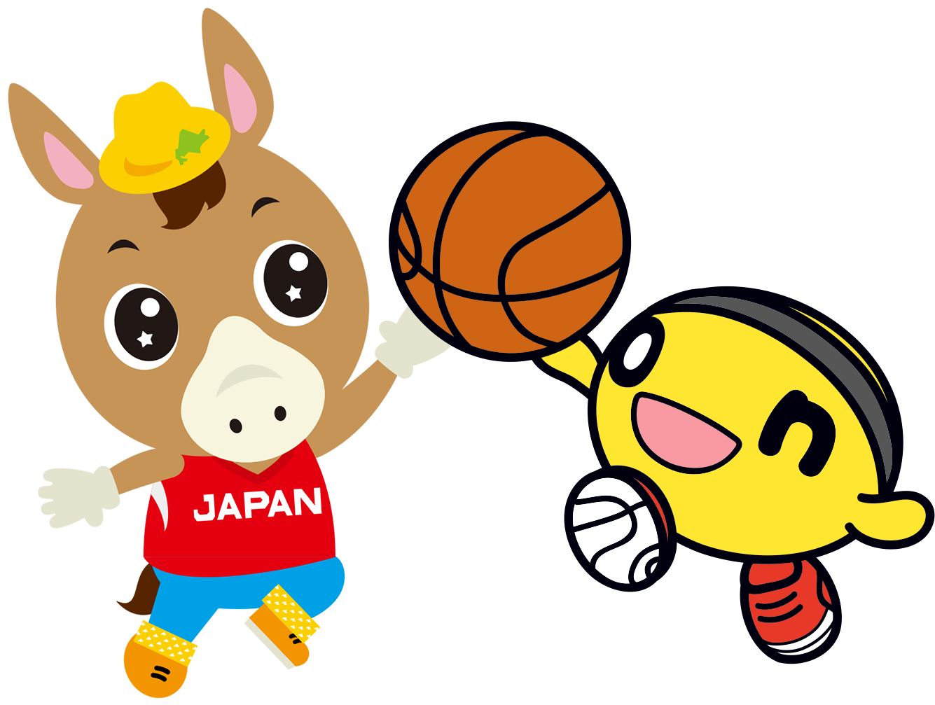 onちゃんとどさんこくんがバスケW杯をPR！